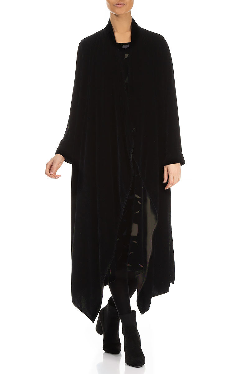 Maxi Open Ash Silk Velvet Jacket