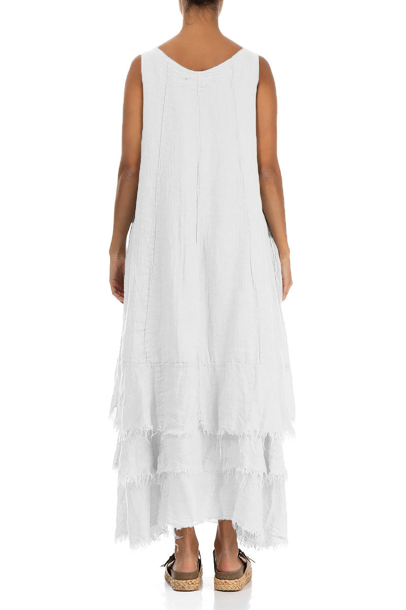 Maxi Pure White Gauze Linen Dress
