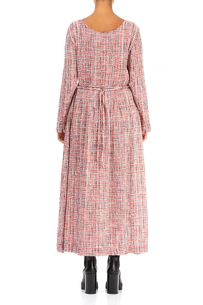 Maxi Red &amp; White Tweed Smock Dress