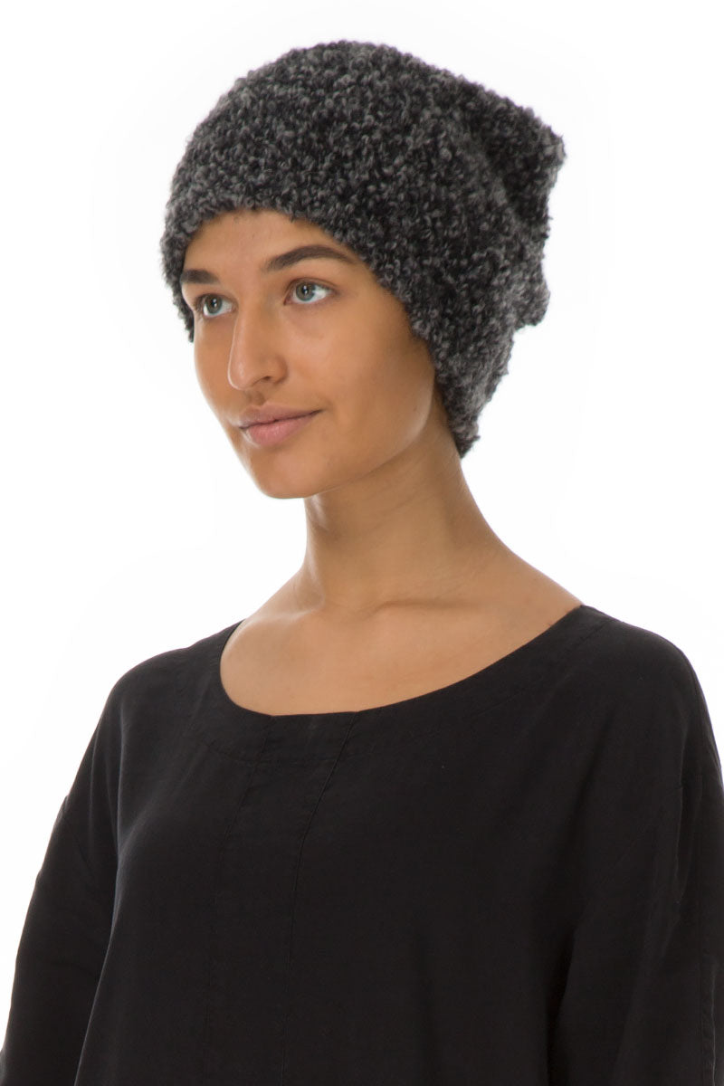 Melangé Grey Alpaca Wool Beanie Hat