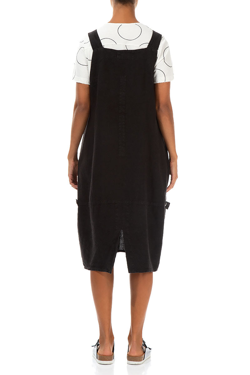 Buy Grey Linen Checkered Dungaree Dress For Women by B'Infinite