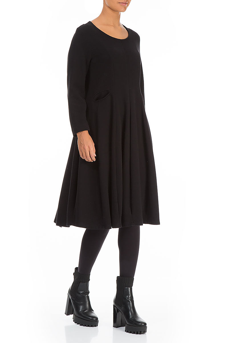 Midi Black Cotton Jersey Dress