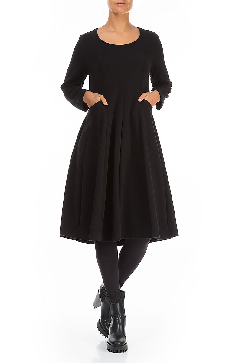 Midi Black Cotton Jersey Dress