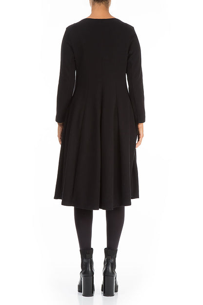 Midi Black Cotton Jersey Dress