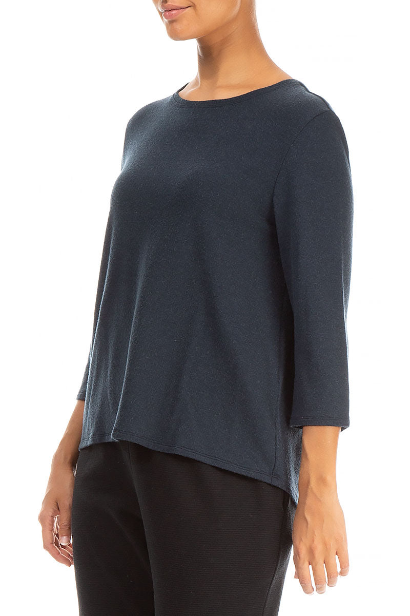Minimalist Navy Wool Blouse 3
