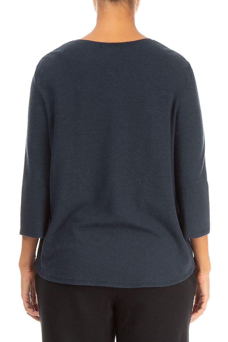 Minimalist Navy Wool Blouse 2