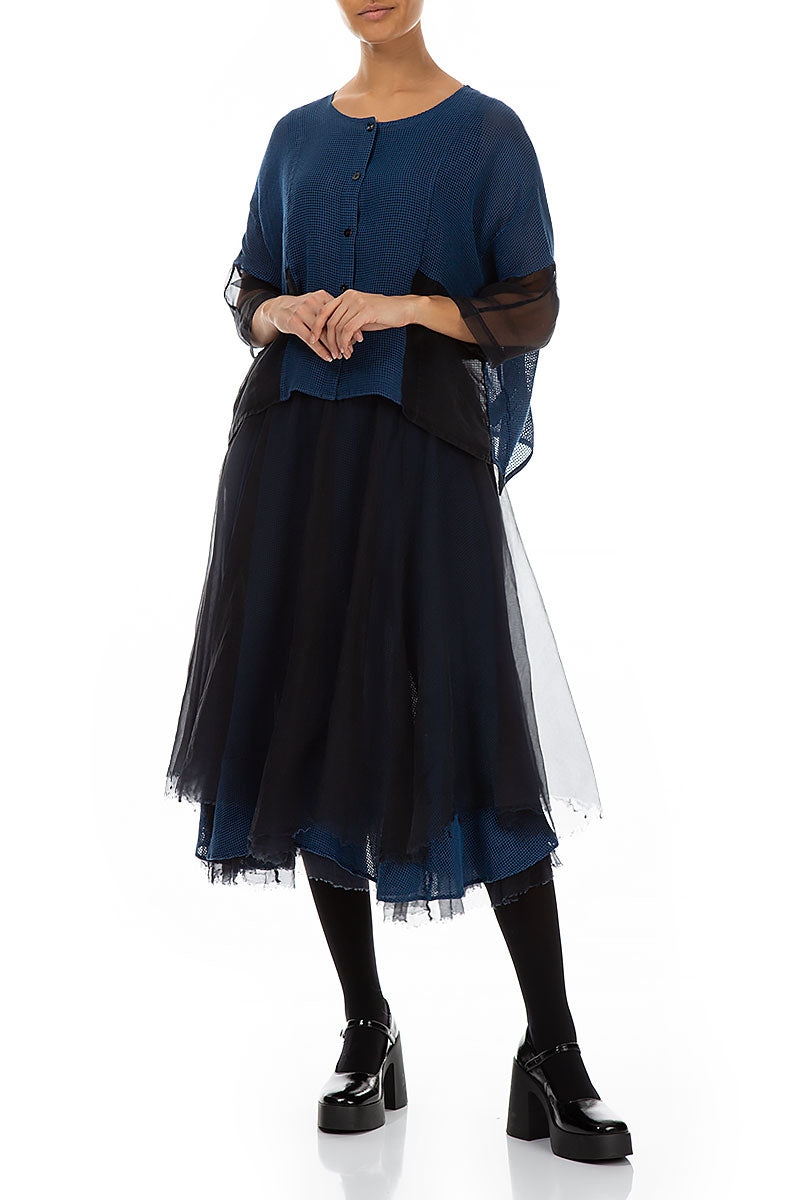 Boxy Cobalt Blue Silk Mesh Jacket 4