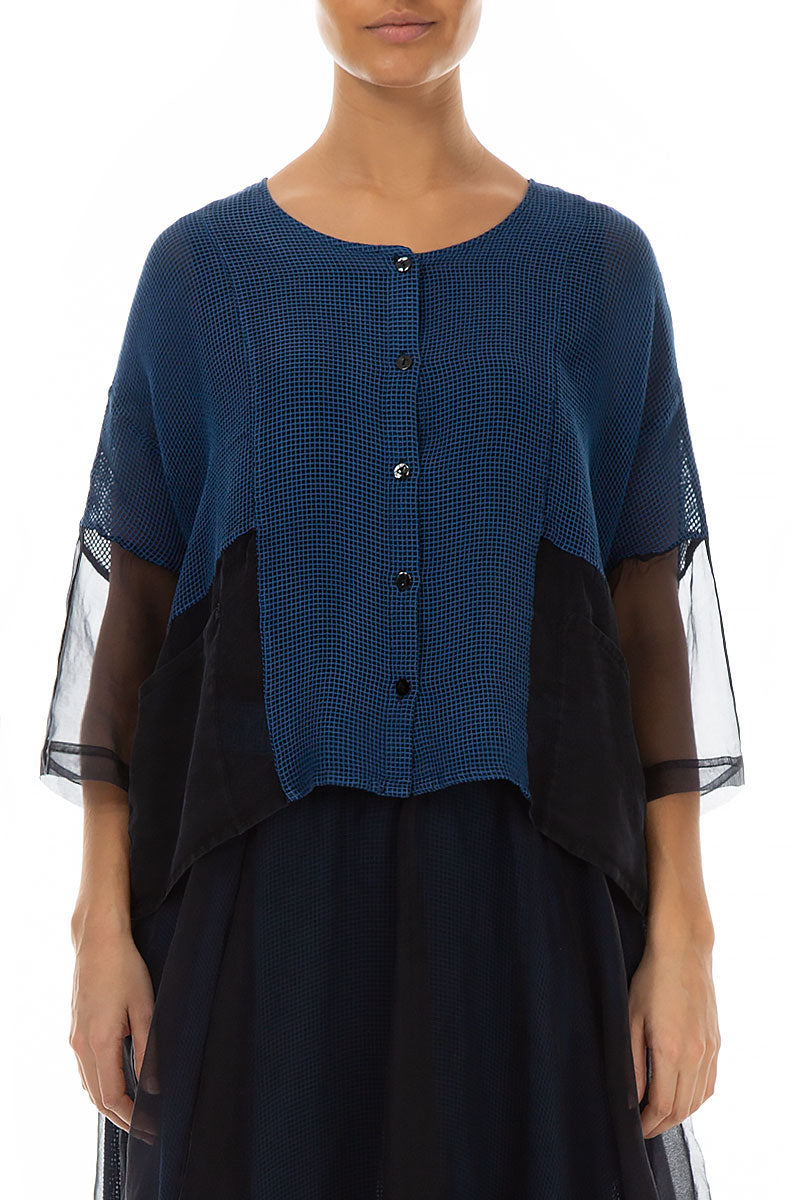 Boxy Cobalt Blue Silk Mesh Jacket 1