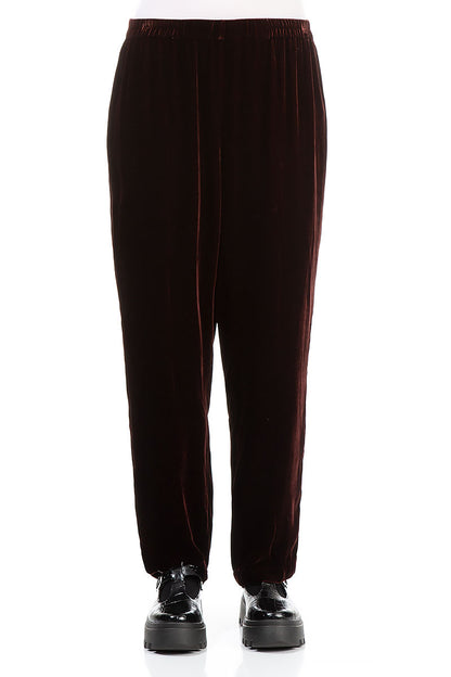 Narrow Cinnamon Silk Velvet Trousers