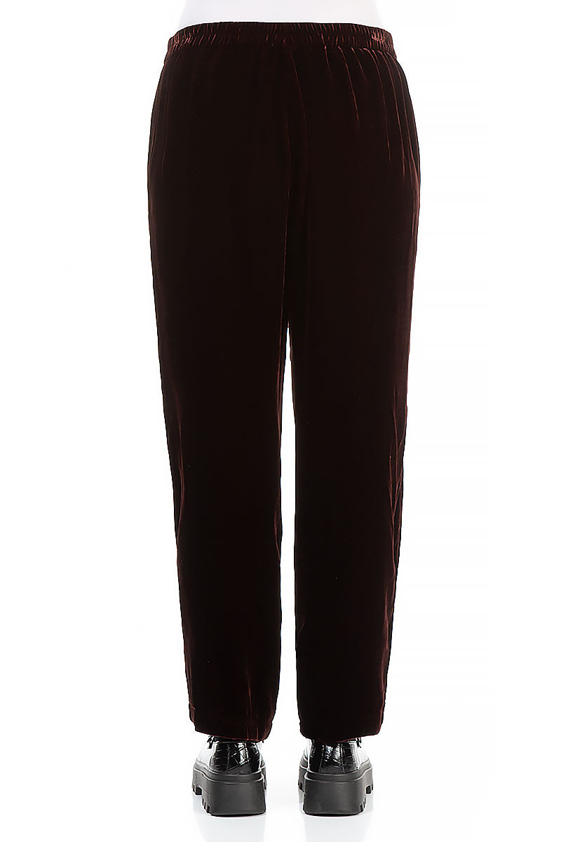 Narrow Cinnamon Silk Velvet Trousers