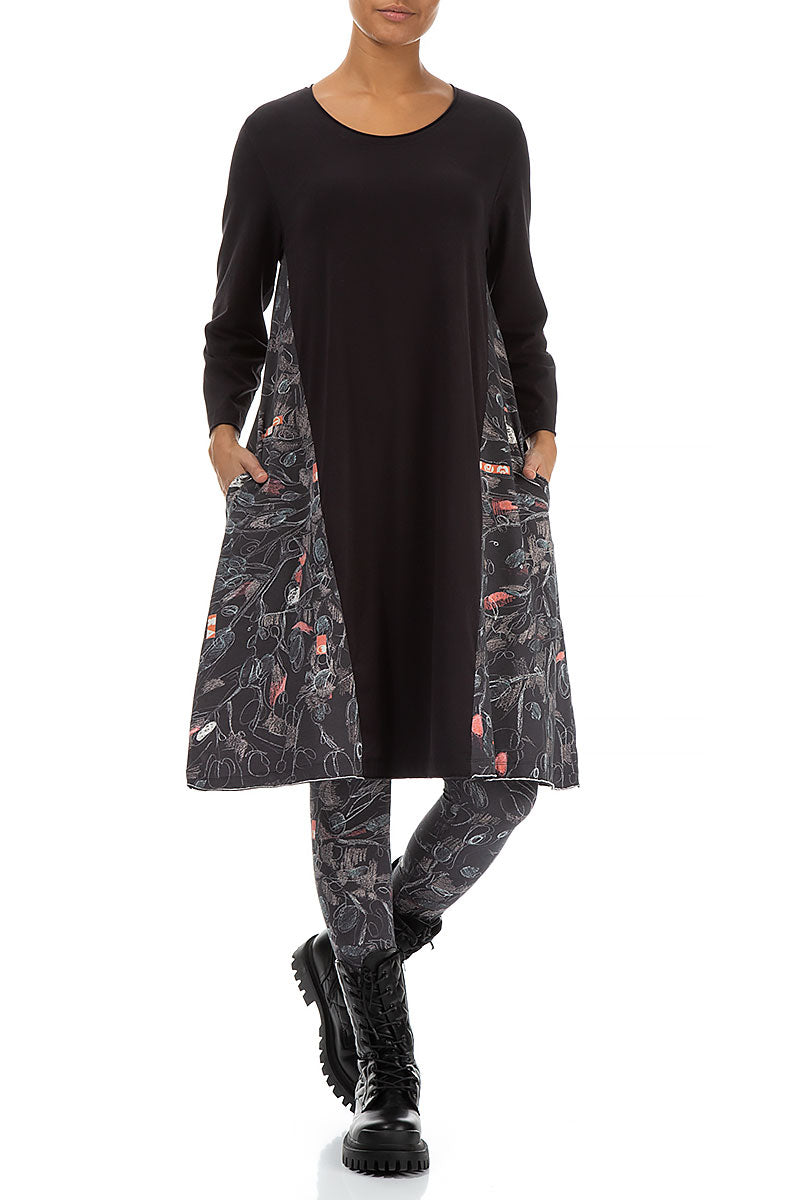 Nightfall Black Cotton Midi Dress