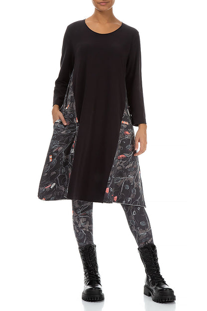 Nightfall Black Cotton Midi Dress