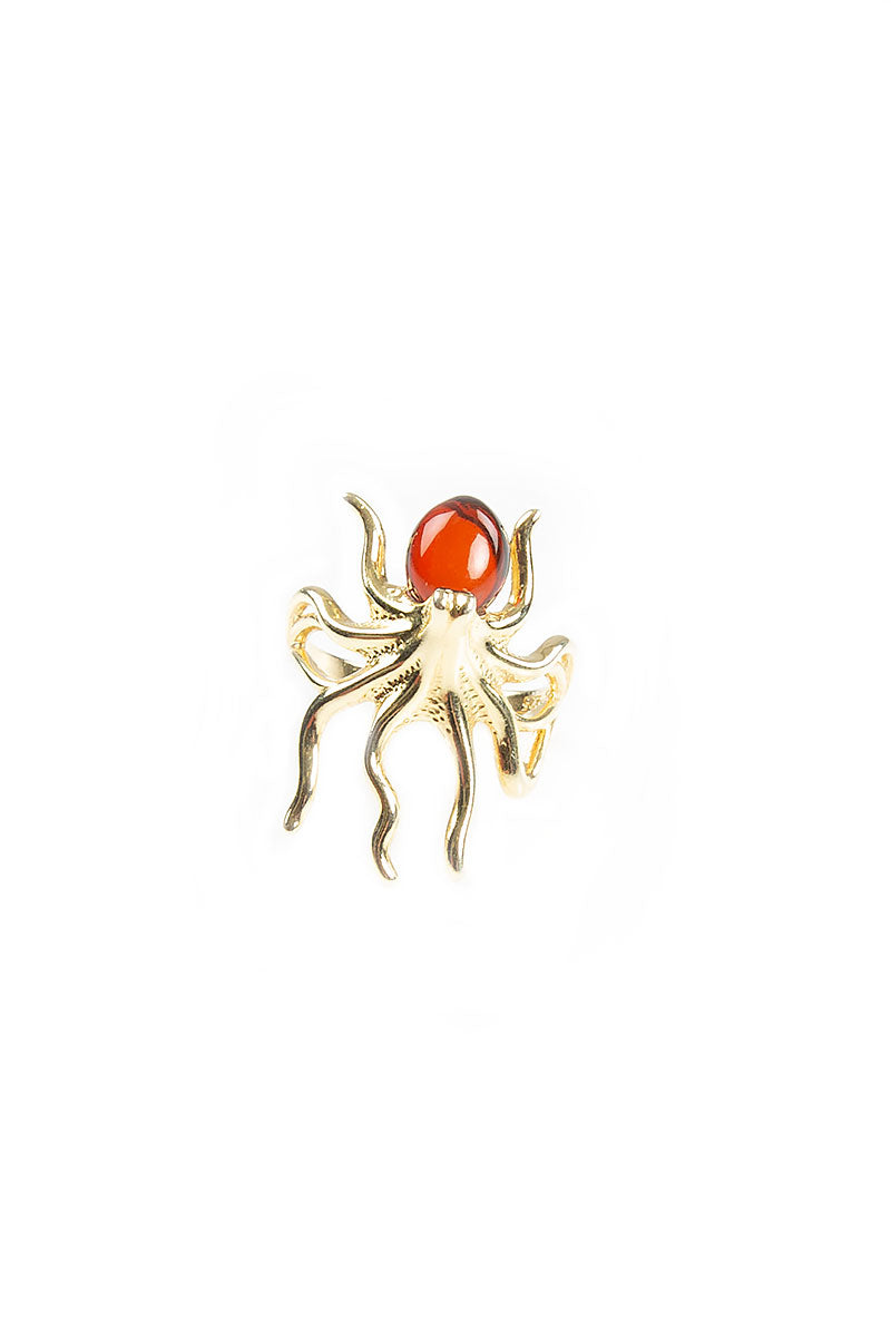 Octopus Amber Ring