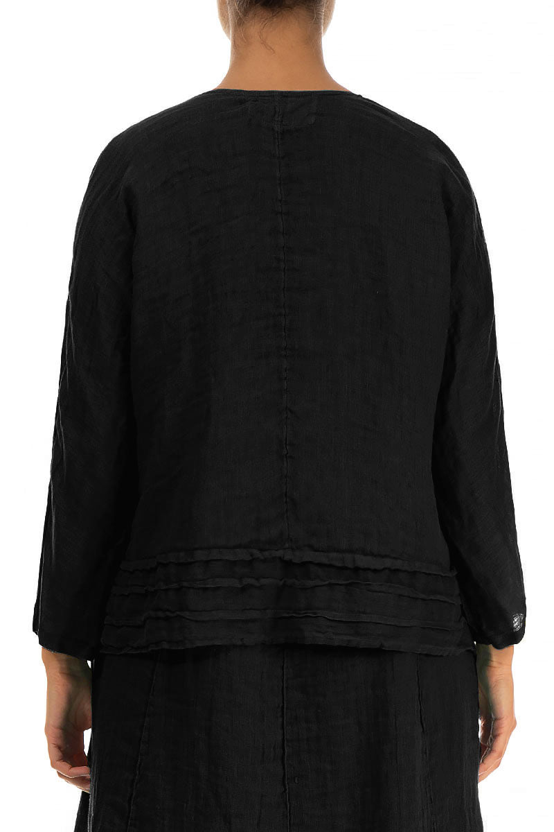 Open Black Gauze Linen Jacket