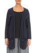 Open Flower Pockets Navy Wool Cardigan 1
