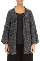 Open Mélange Grey Wool Cardigan 1