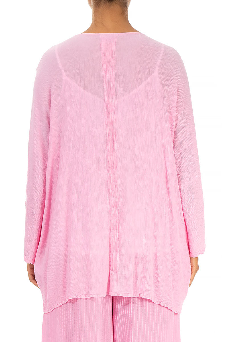 Open Type Crinkled Taffy Pink Silk Viscose Jacket