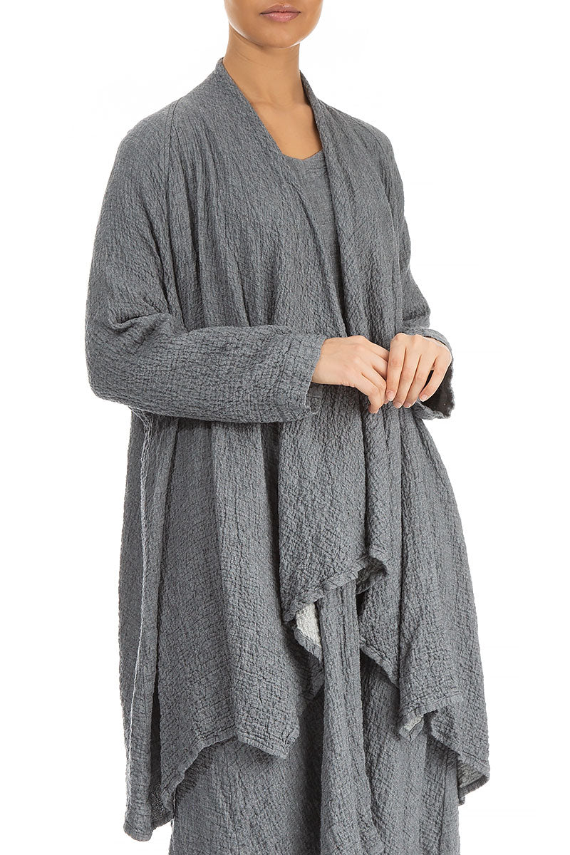 Loose Open Type Grey Wool Jacket 3