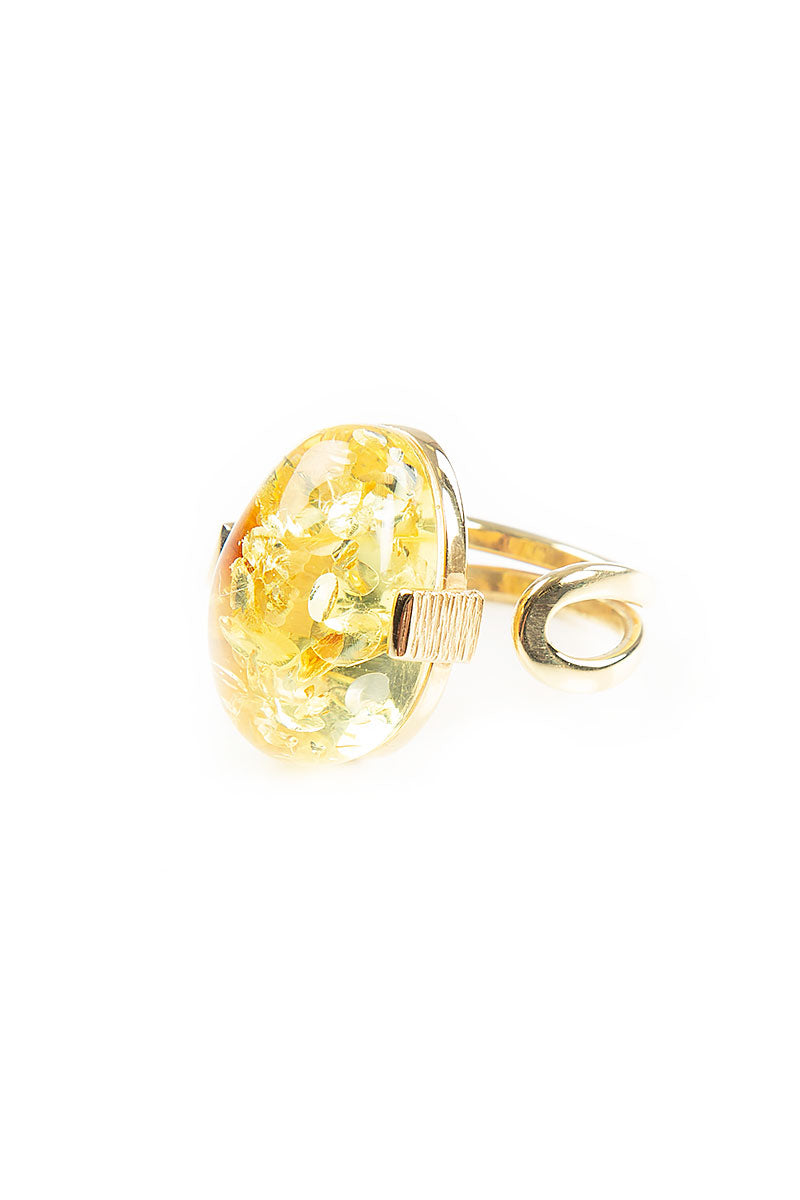 Oval Clear Amber Ring