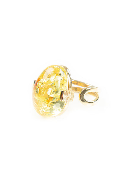 Oval Clear Amber Ring