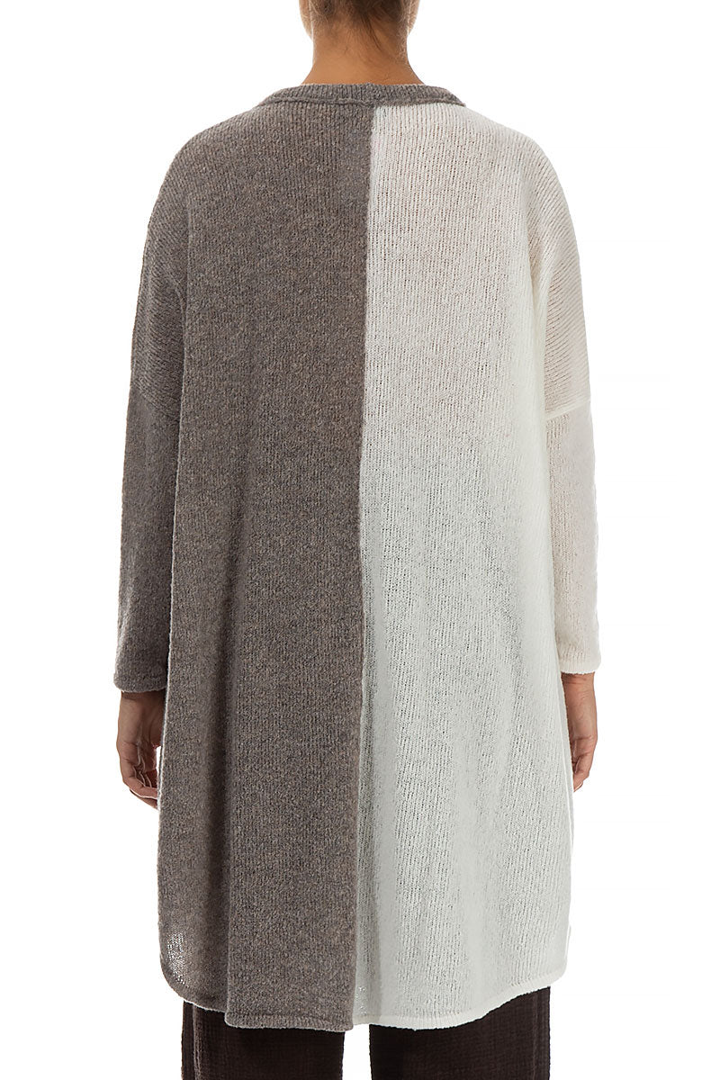 Oversized Dual White Beige Wool Sweater 2