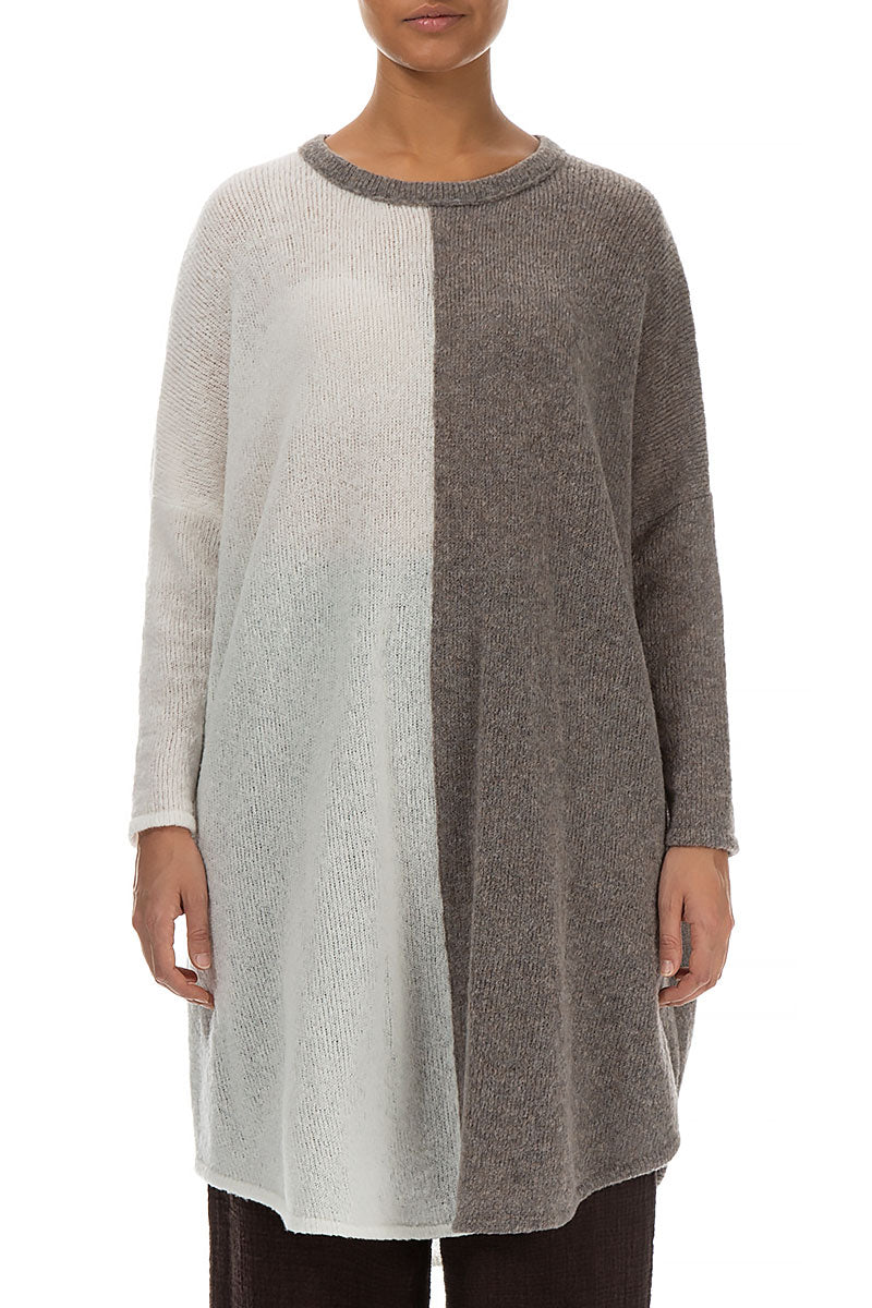 Oversized Dual White Beige Wool Sweater 1