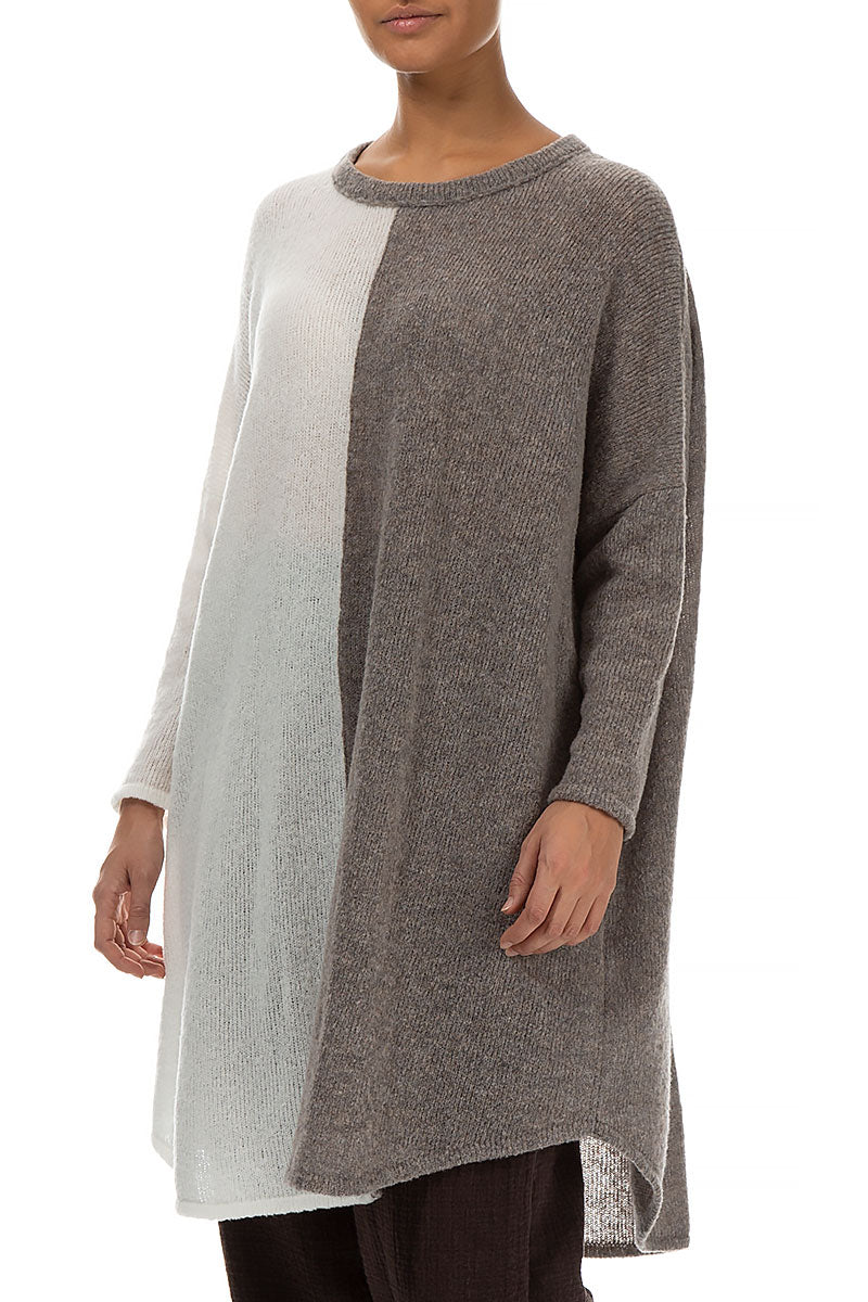 Oversized Dual White Beige Wool Sweater 3