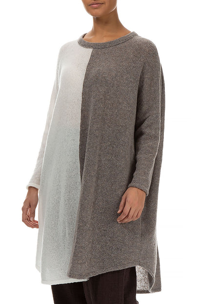Oversized Dual White Beige Wool Sweater 3