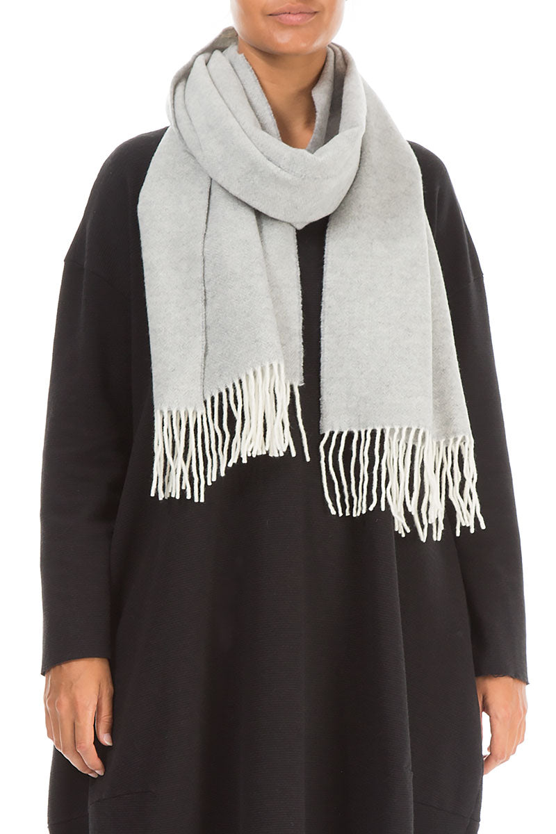 Pale Grey Soft Merino Wool Scarf 3