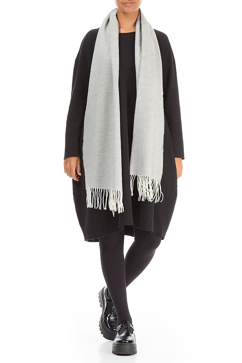 Pale Grey Soft Merino Wool Scarf 2