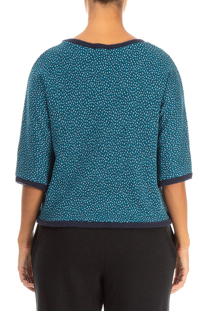 Patterned Blue Wool Blouse 2