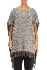 Patterned Poncho Grey Wool Alpaca Tunic 1