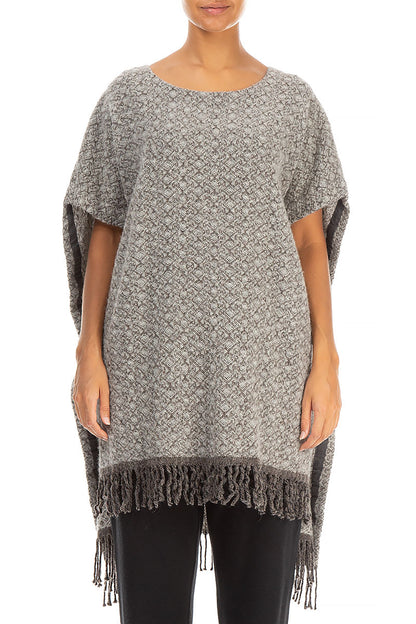 Patterned Poncho Grey Wool Alpaca Tunic 1