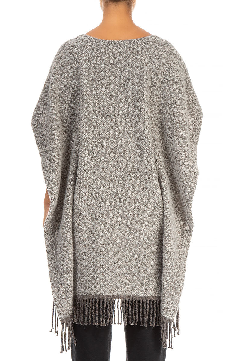 Patterned Poncho Grey Wool Alpaca Tunic 2