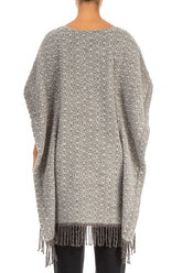 Patterned Poncho Grey Wool Alpaca Tunic 2