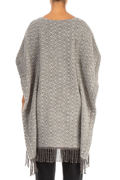 Patterned Poncho Grey Wool Alpaca Tunic 2