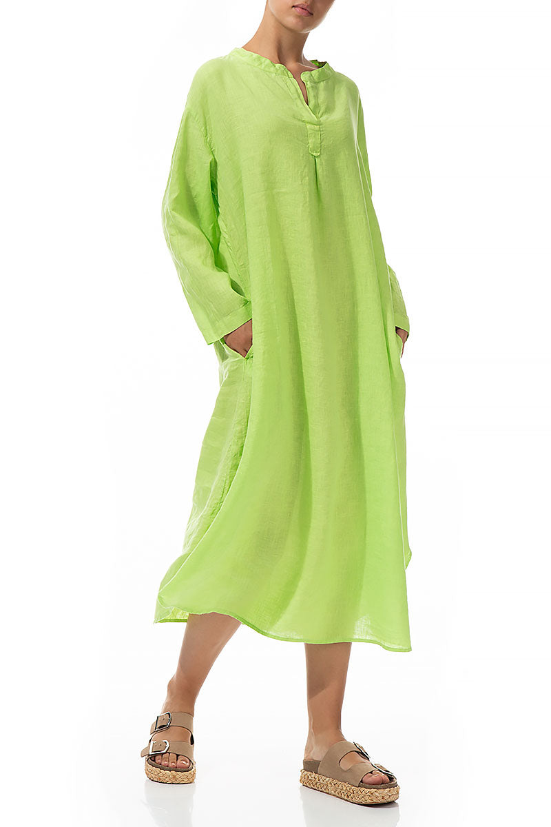 Pear Linen Shirt Dress 3