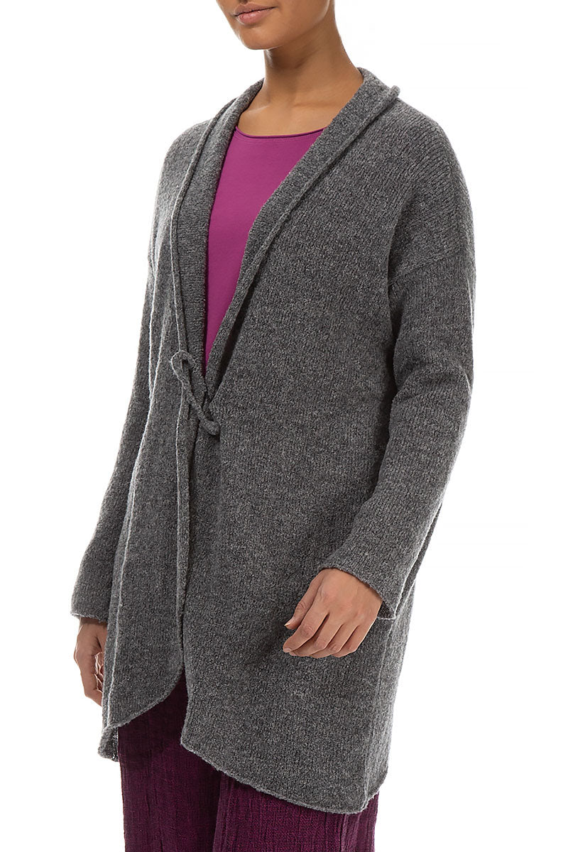 Pin Closure Grey Wool Cardigan 3