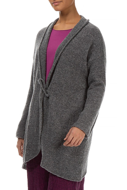Pin Closure Grey Wool Cardigan 3