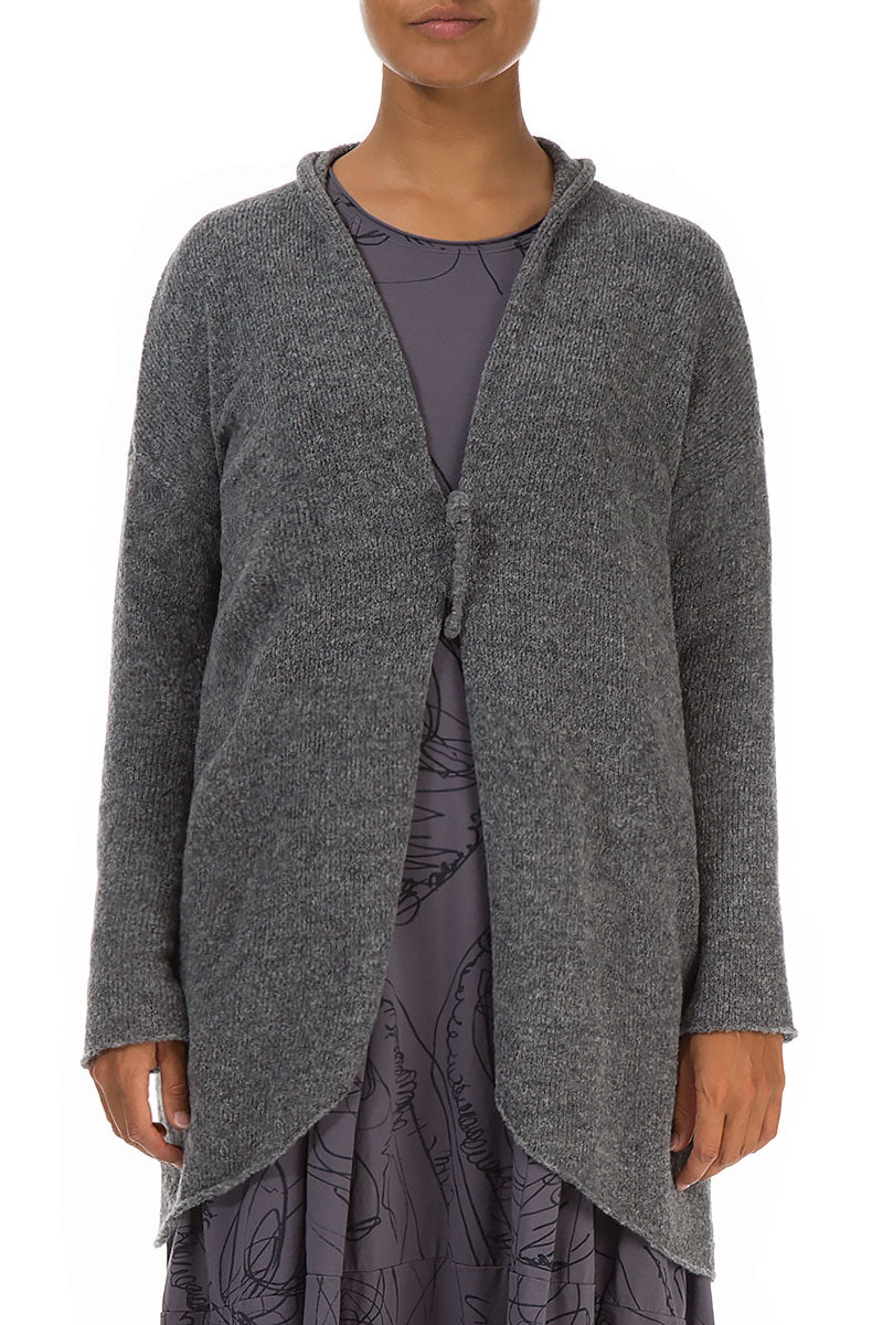 Pin Closure Grey Wool Cardigan 1