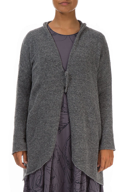 Pin Closure Grey Wool Cardigan 1