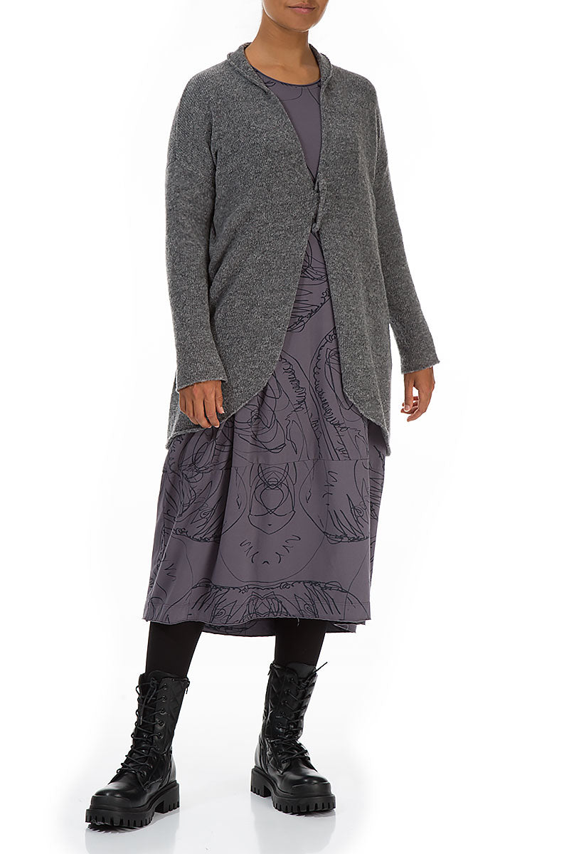 Pin Closure Grey Wool Cardigan 4