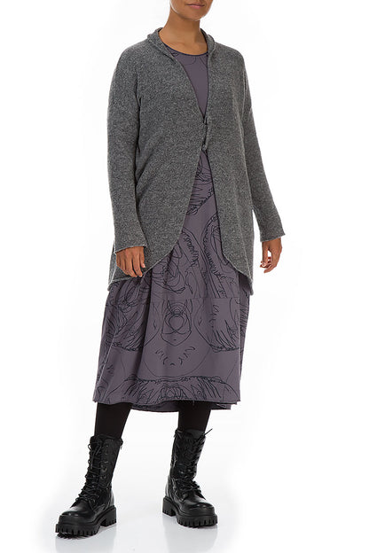 Pin Closure Grey Wool Cardigan 4