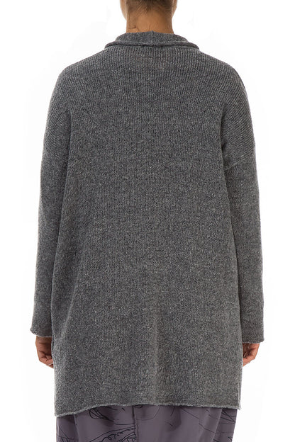 Pin Closure Grey Wool Cardigan 2