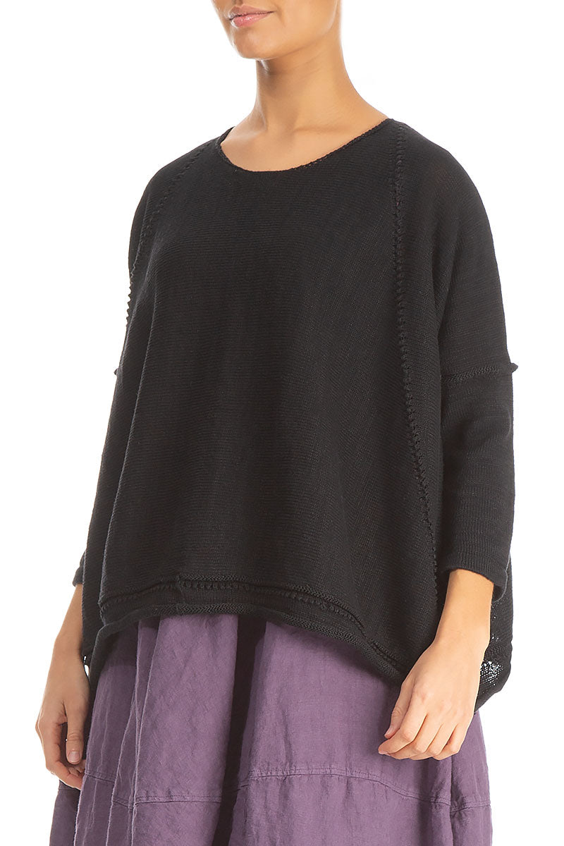 Pinhole Lines Décor Black Linen Jumper 3