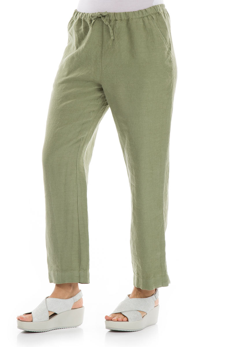 Pure Khaki Linen Trousers 3