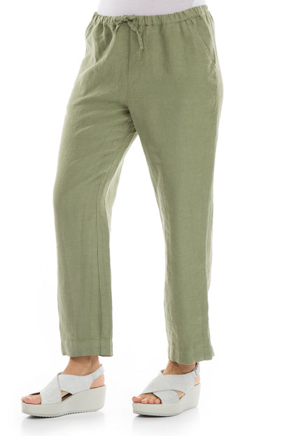 Pure Khaki Linen Trousers 3