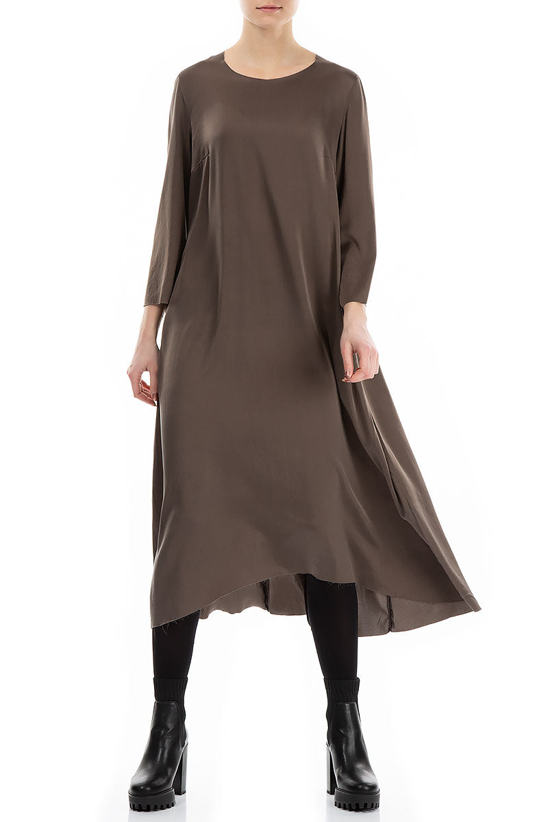 Raw Trims Ash Brown Silk Dress 5