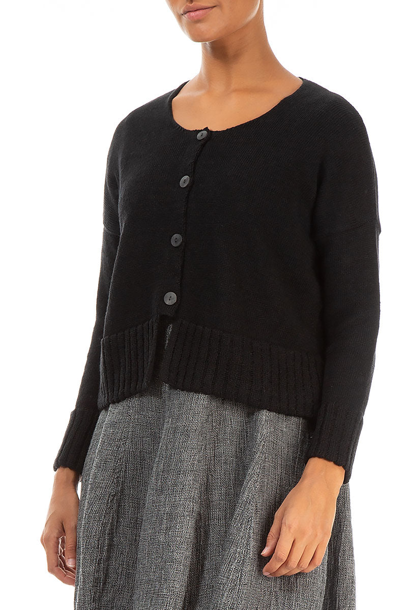 Black linen shop cardigan