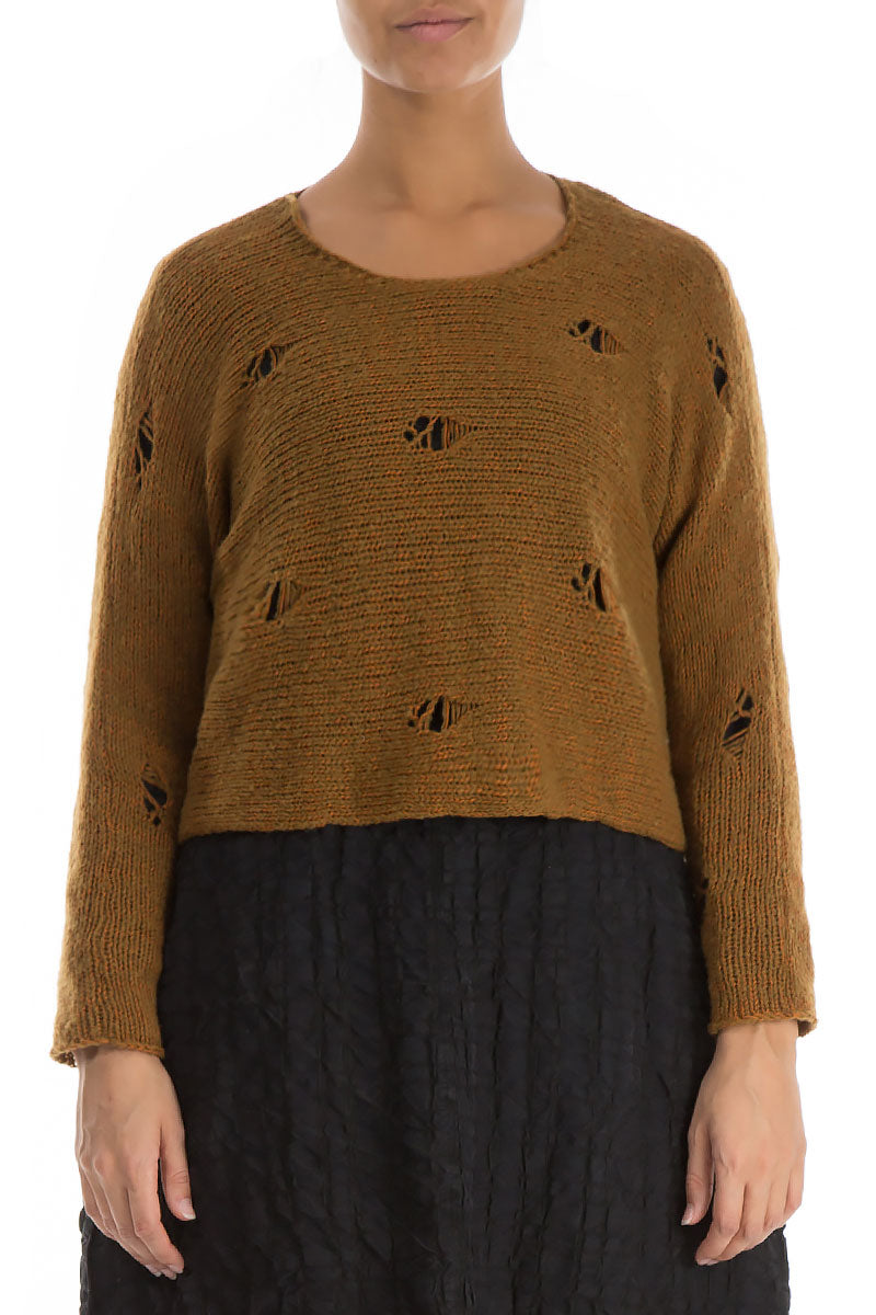 Rip Detail Mustard Wool Sweater